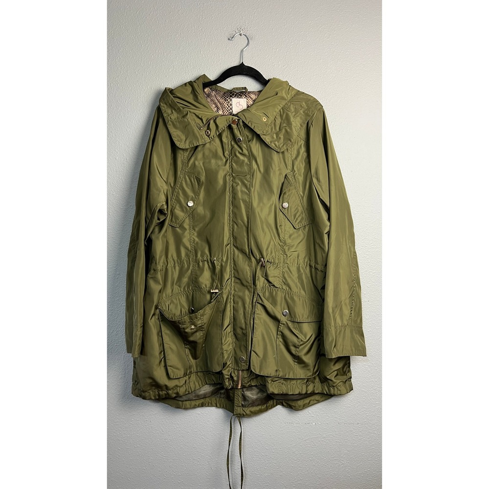 DB Established 1962 Womens 2X Olive Green Utility Hooded Parka Jacket Plus Size